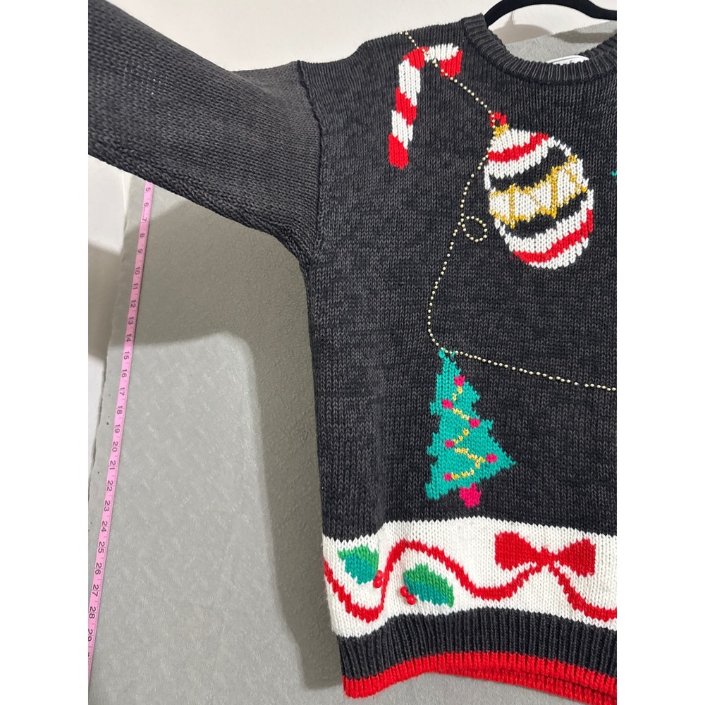 Vintage Ugly Christmas Sweater Beaded Holiday 20W Grannycore plus party black - Picture 10 of 11